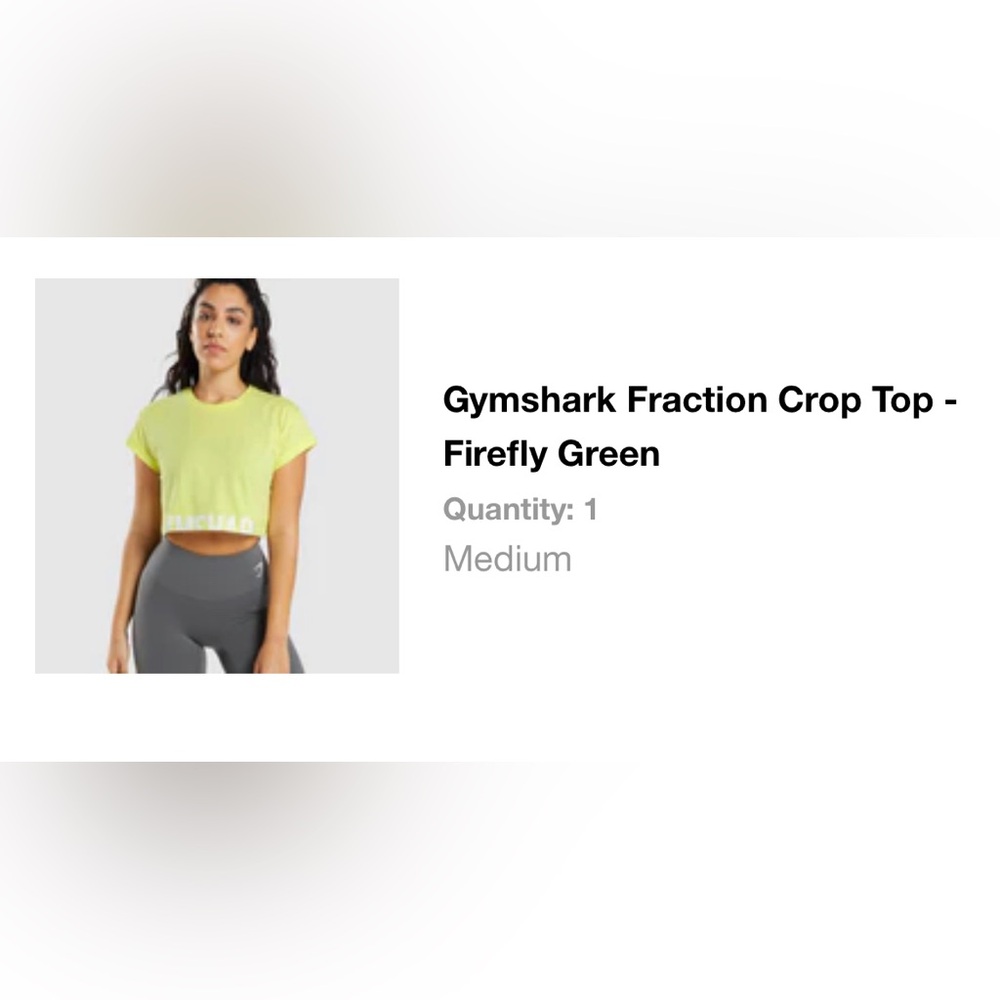 Gymshark Fraction Crop top - Firefly Green - Size M
